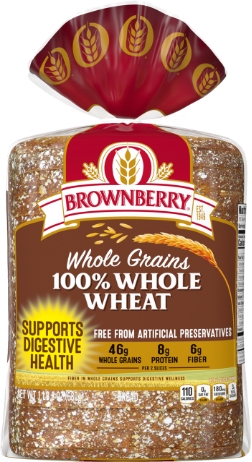 Brownberry whole wheat bread package with health benefits