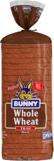Bunny Whole Wheat bread loaf in packaging