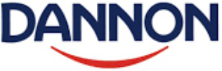 Dannon logo featuring a red curved line
