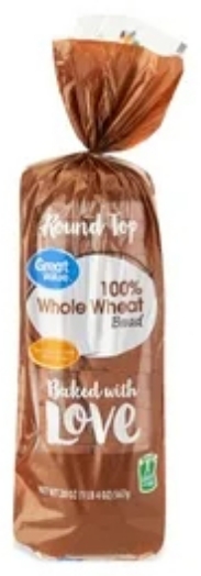 Bag of 100% whole wheat bread