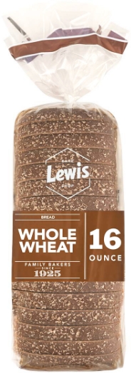 Whole wheat bread loaf, 16-ounce, in sealed bag