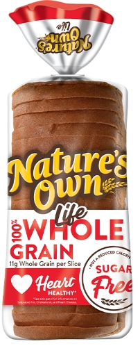 Whole grain bread loaf in branded packaging