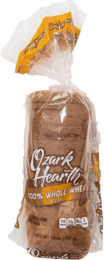 Whole wheat bread in transparent plastic bag