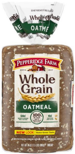 Pepperidge Farm whole grain oatmeal bread package