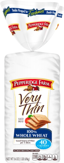 Whole wheat sliced bread, Pepperidge Farm, 16 oz package