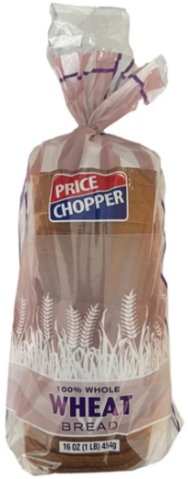 Whole wheat bread loaf in sealed packaging