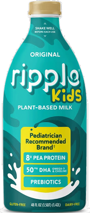 Ripple Kids plant-based milk bottle with teal design