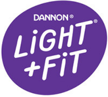 Dannon Light & Fit logo on purple background