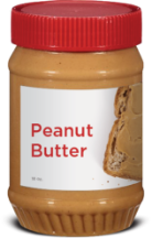Jar of peanut butter with red lid
