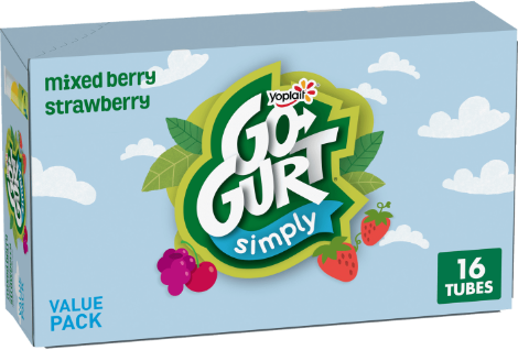 Go-Gurt Simply box with mixed berry strawberry flavor