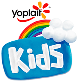 Yoplait Kids logo with rainbow and cloud